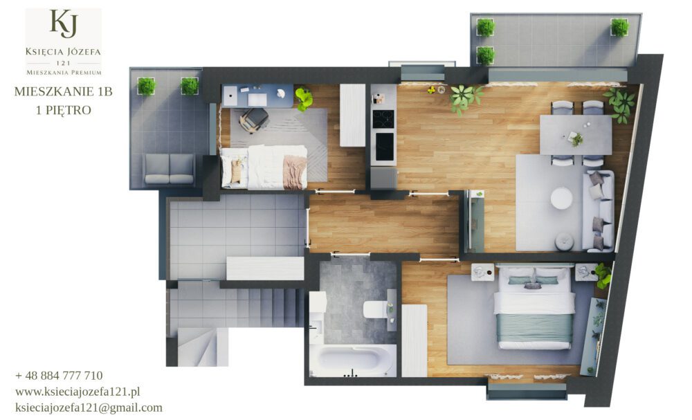 Apartament 1B — piętro widok 1
