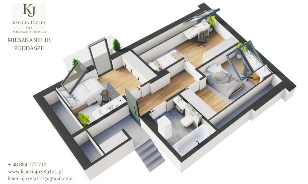 Apartament 1B — poddasze widok 2