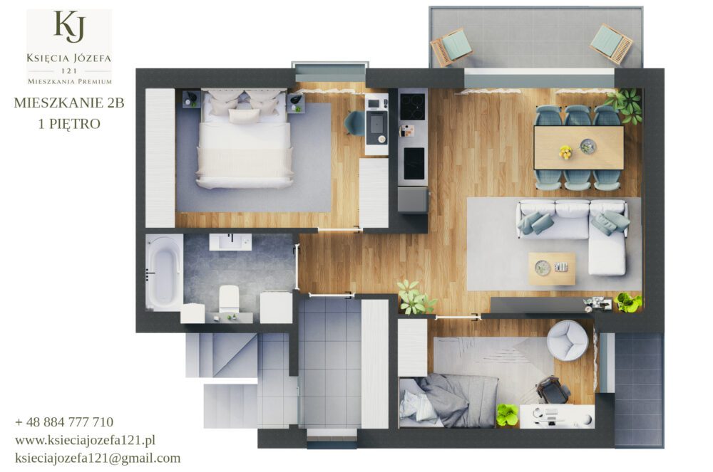 Apartament 2B — piętro widok 1