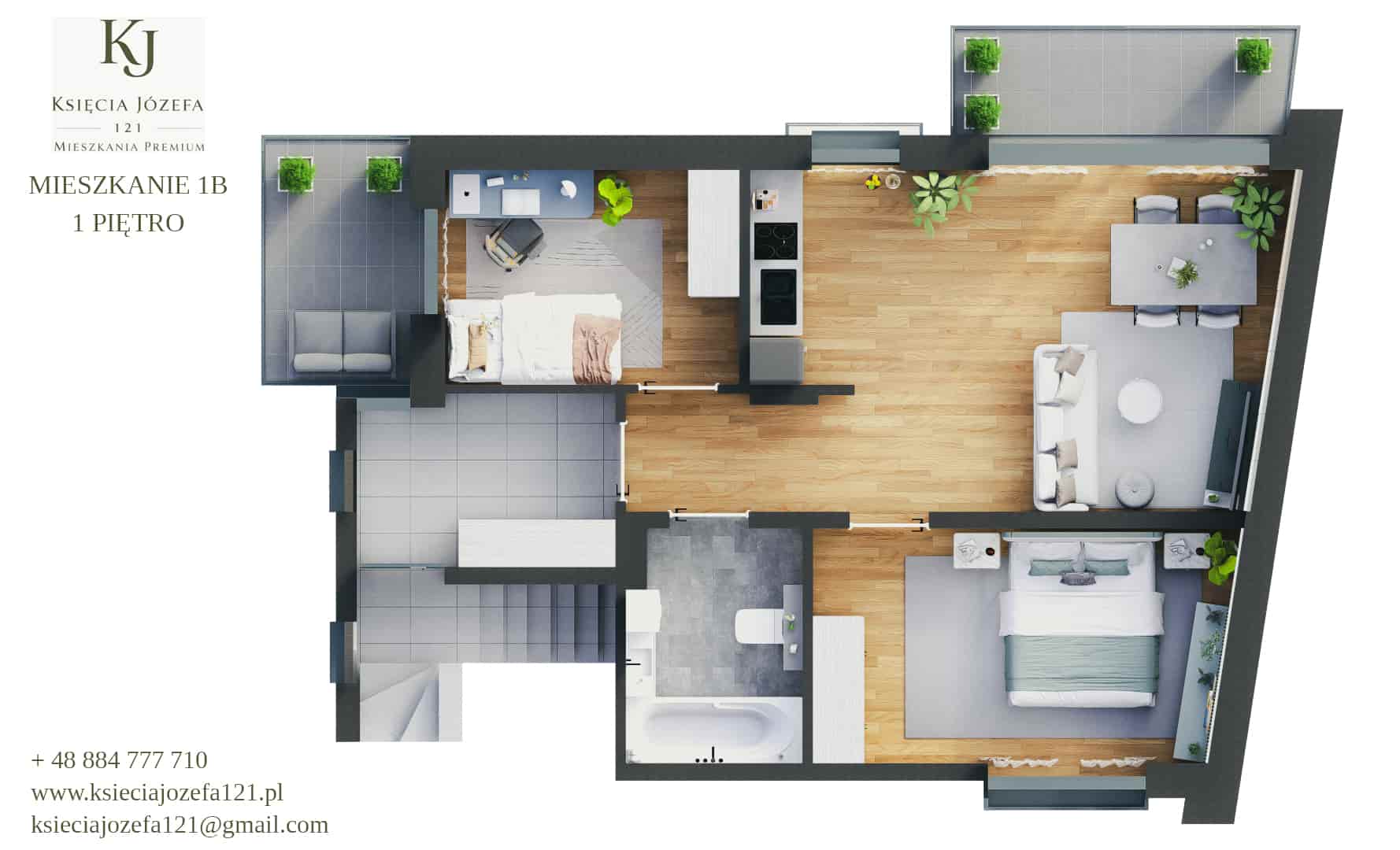 Rzut piętra — Apartament 100 m² widok 1